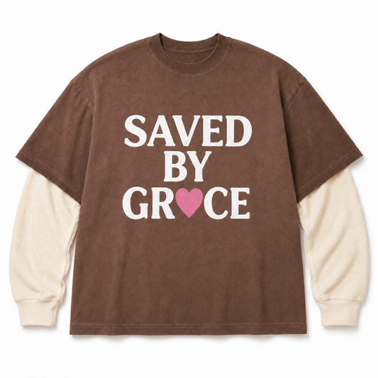 Saved by Grace Brown Double-Sleeve Tee